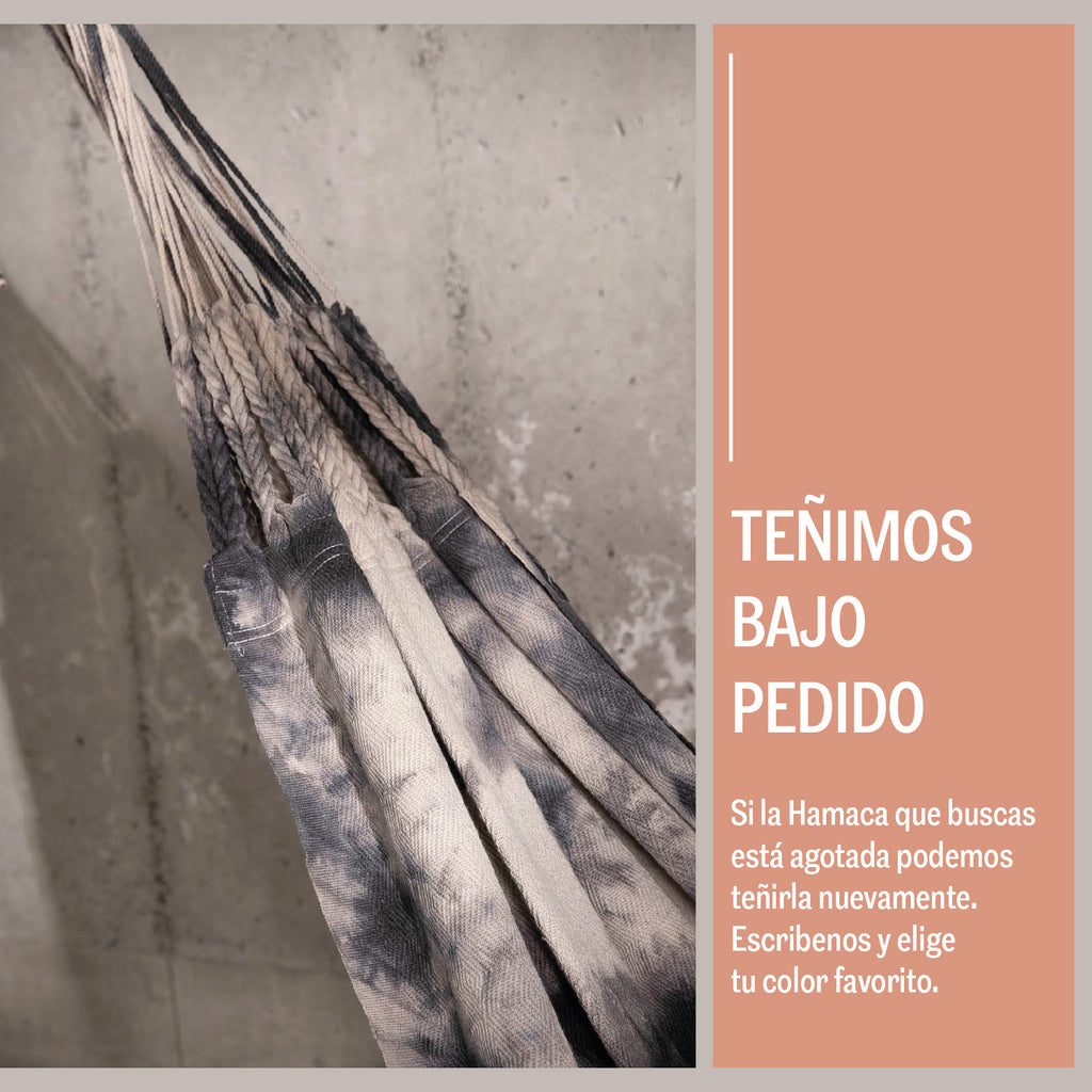 HAMACA TIE DYE CENIZO  TEÑIDA A MANO